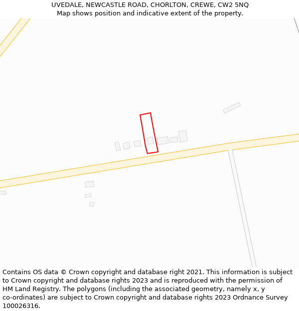 UVEDALE, NEWCASTLE ROAD, CHORLTON, CREWE, CW2 5NQ: Location map and indicative extent of plot