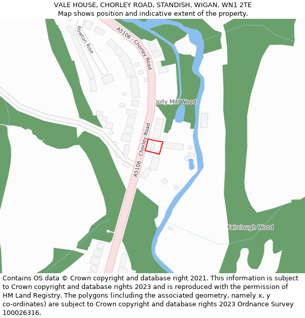 VALE HOUSE, CHORLEY ROAD, STANDISH, WIGAN, WN1 2TE: Location map and indicative extent of plot