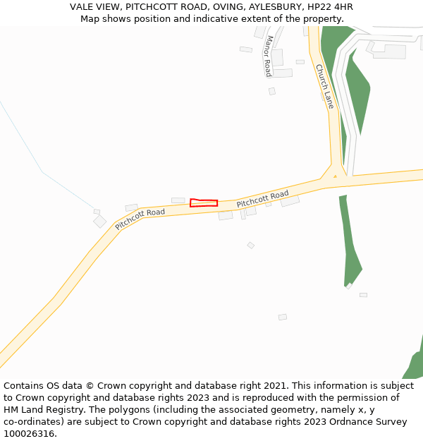 VALE VIEW, PITCHCOTT ROAD, OVING, AYLESBURY, HP22 4HR: Location map and indicative extent of plot