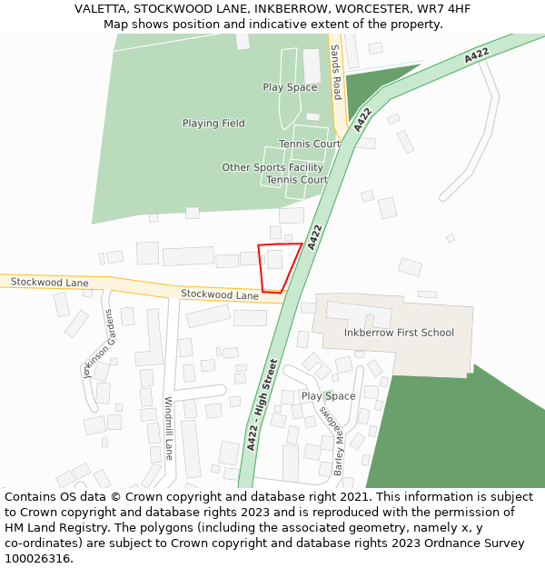 VALETTA, STOCKWOOD LANE, INKBERROW, WORCESTER, WR7 4HF: Location map and indicative extent of plot