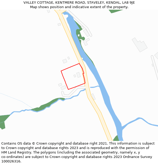 VALLEY COTTAGE, KENTMERE ROAD, STAVELEY, KENDAL, LA8 9JE: Location map and indicative extent of plot