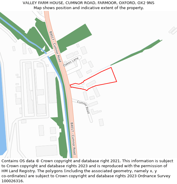 VALLEY FARM HOUSE, CUMNOR ROAD, FARMOOR, OXFORD, OX2 9NS: Location map and indicative extent of plot