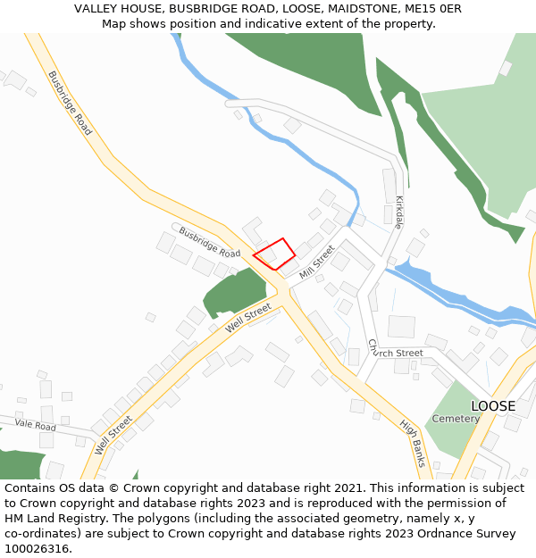 VALLEY HOUSE, BUSBRIDGE ROAD, LOOSE, MAIDSTONE, ME15 0ER: Location map and indicative extent of plot