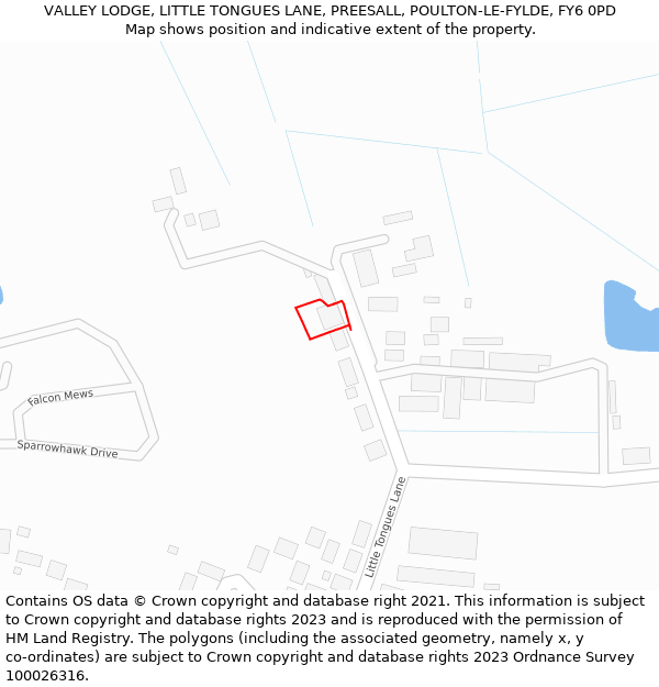 VALLEY LODGE, LITTLE TONGUES LANE, PREESALL, POULTON-LE-FYLDE, FY6 0PD: Location map and indicative extent of plot