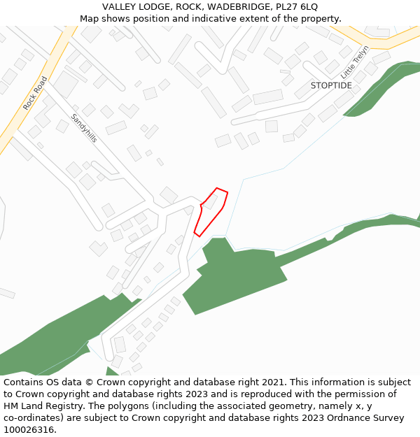 VALLEY LODGE, ROCK, WADEBRIDGE, PL27 6LQ: Location map and indicative extent of plot