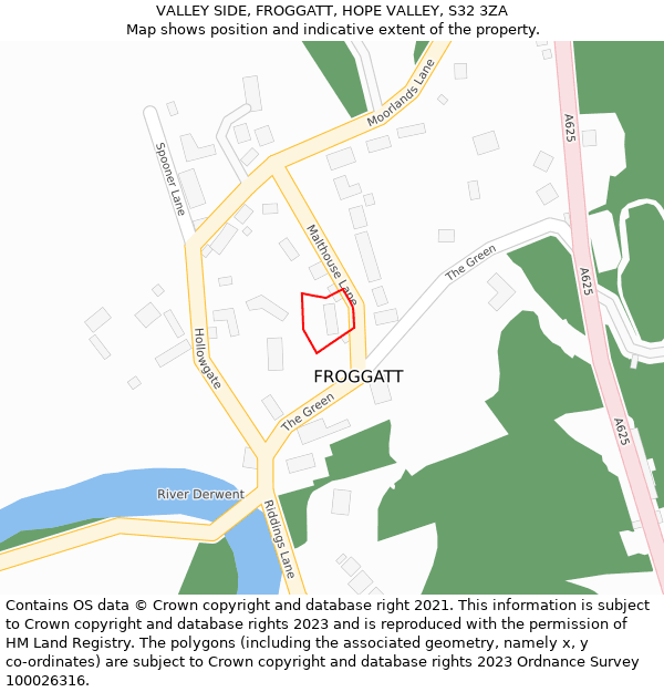 VALLEY SIDE, FROGGATT, HOPE VALLEY, S32 3ZA: Location map and indicative extent of plot
