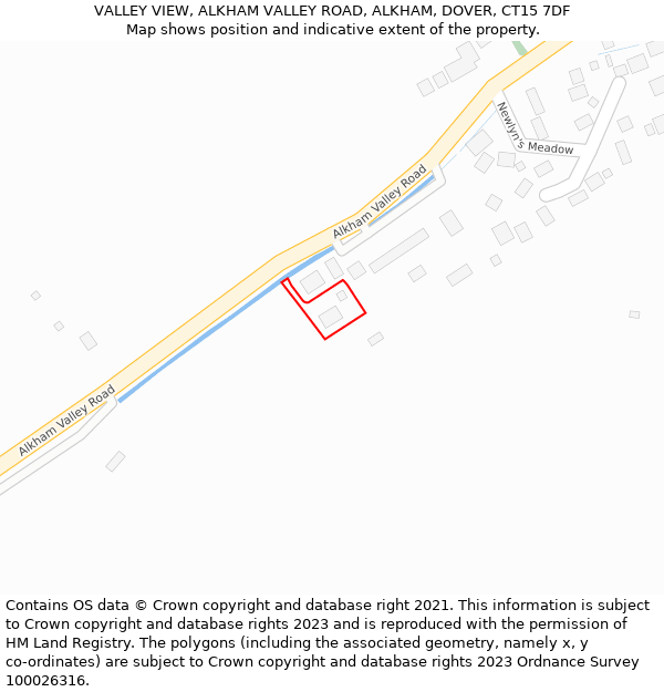 VALLEY VIEW, ALKHAM VALLEY ROAD, ALKHAM, DOVER, CT15 7DF: Location map and indicative extent of plot