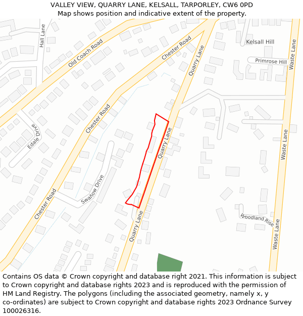 VALLEY VIEW, QUARRY LANE, KELSALL, TARPORLEY, CW6 0PD: Location map and indicative extent of plot