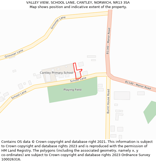 VALLEY VIEW, SCHOOL LANE, CANTLEY, NORWICH, NR13 3SA: Location map and indicative extent of plot