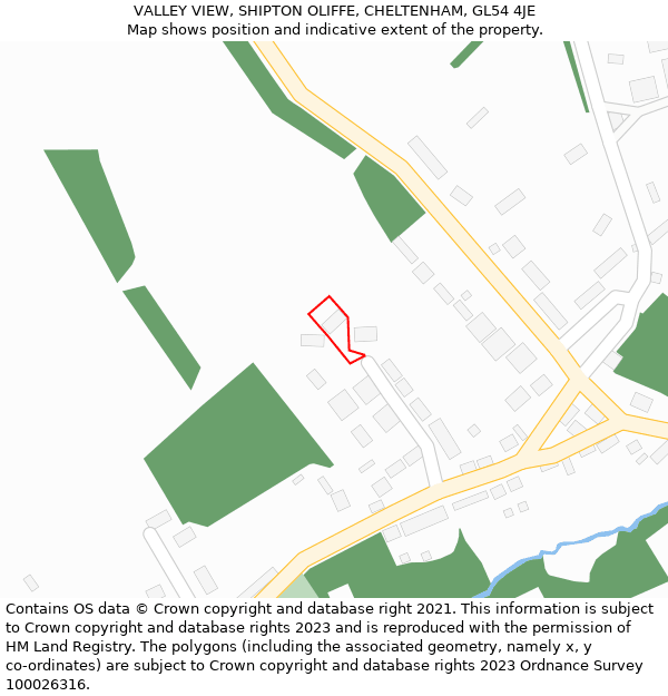 VALLEY VIEW, SHIPTON OLIFFE, CHELTENHAM, GL54 4JE: Location map and indicative extent of plot