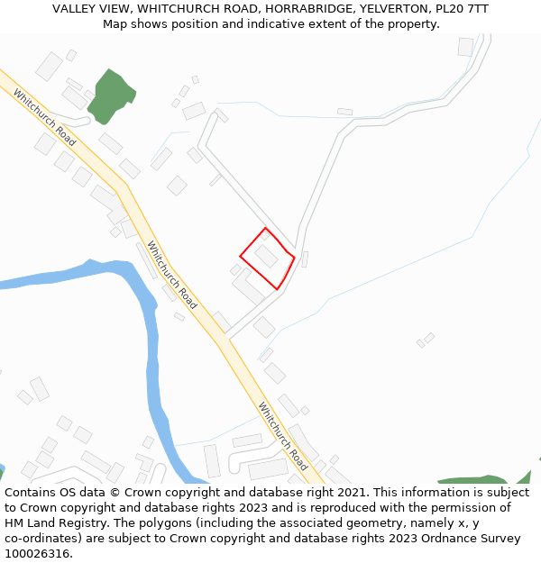 VALLEY VIEW, WHITCHURCH ROAD, HORRABRIDGE, YELVERTON, PL20 7TT: Location map and indicative extent of plot