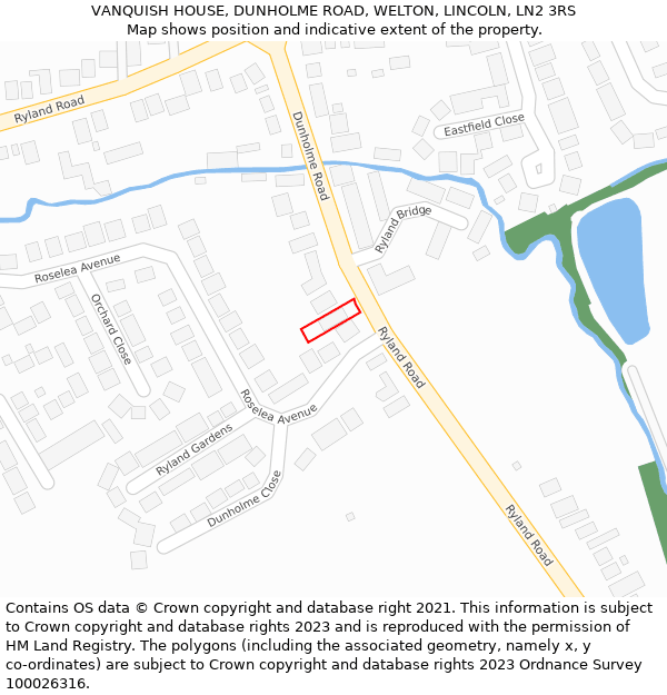 VANQUISH HOUSE, DUNHOLME ROAD, WELTON, LINCOLN, LN2 3RS: Location map and indicative extent of plot