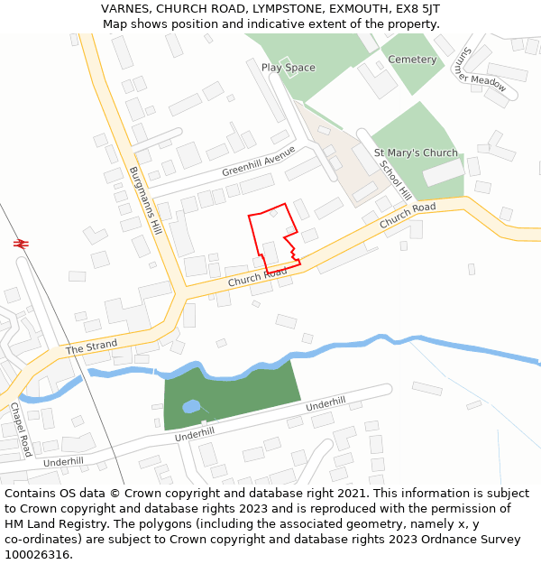 VARNES, CHURCH ROAD, LYMPSTONE, EXMOUTH, EX8 5JT: Location map and indicative extent of plot