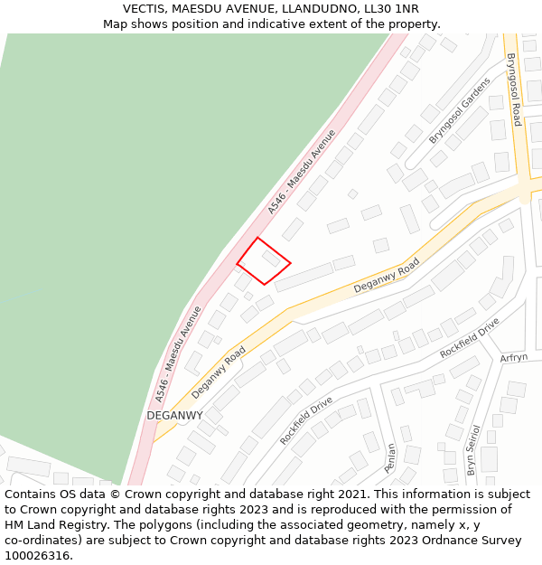 VECTIS, MAESDU AVENUE, LLANDUDNO, LL30 1NR: Location map and indicative extent of plot