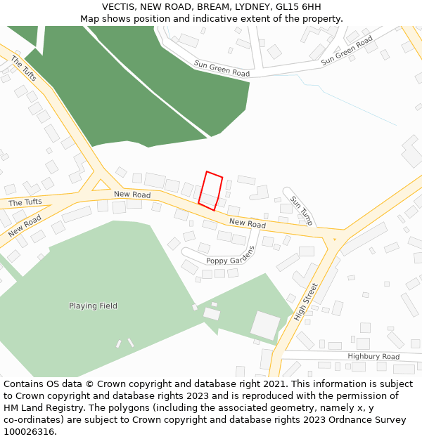 VECTIS, NEW ROAD, BREAM, LYDNEY, GL15 6HH: Location map and indicative extent of plot