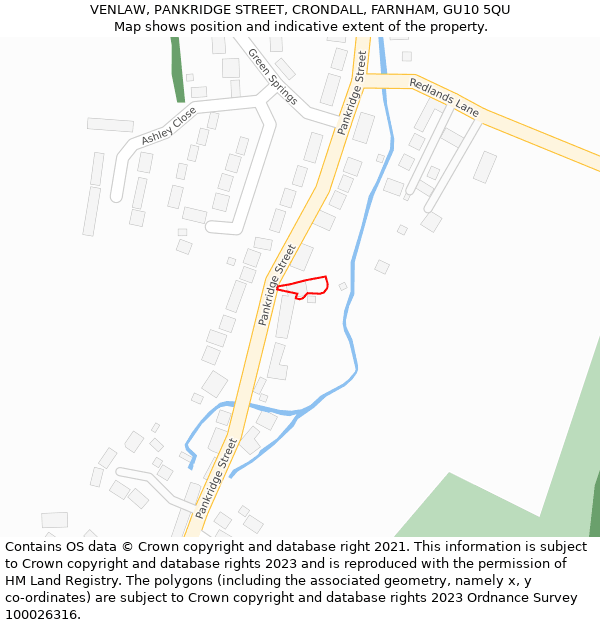 VENLAW, PANKRIDGE STREET, CRONDALL, FARNHAM, GU10 5QU: Location map and indicative extent of plot