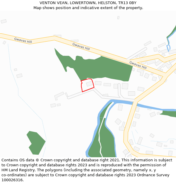 VENTON VEAN, LOWERTOWN, HELSTON, TR13 0BY: Location map and indicative extent of plot