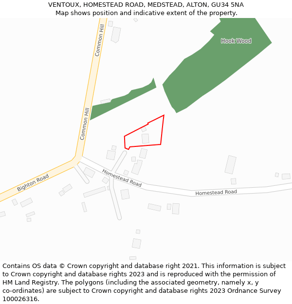 VENTOUX, HOMESTEAD ROAD, MEDSTEAD, ALTON, GU34 5NA: Location map and indicative extent of plot