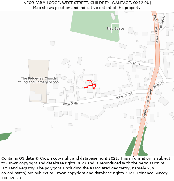 VEOR FARM LODGE, WEST STREET, CHILDREY, WANTAGE, OX12 9UJ: Location map and indicative extent of plot