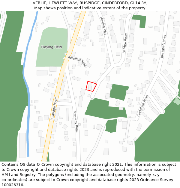 VERLIE, HEWLETT WAY, RUSPIDGE, CINDERFORD, GL14 3AJ: Location map and indicative extent of plot