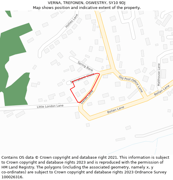 VERNA, TREFONEN, OSWESTRY, SY10 9DJ: Location map and indicative extent of plot