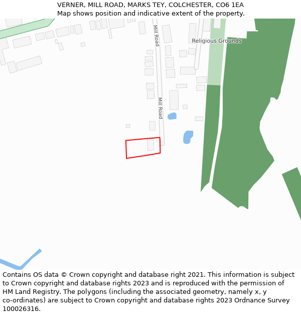 VERNER, MILL ROAD, MARKS TEY, COLCHESTER, CO6 1EA: Location map and indicative extent of plot