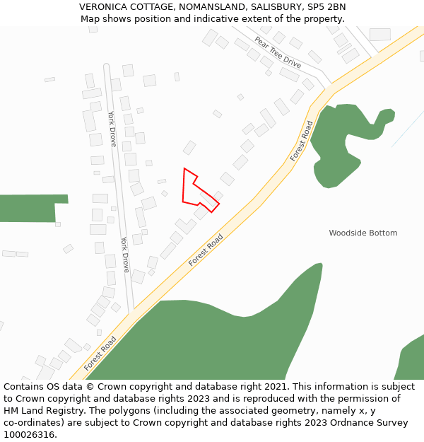 VERONICA COTTAGE, NOMANSLAND, SALISBURY, SP5 2BN: Location map and indicative extent of plot