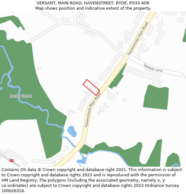 VERSANT, MAIN ROAD, HAVENSTREET, RYDE, PO33 4DR: Location map and indicative extent of plot