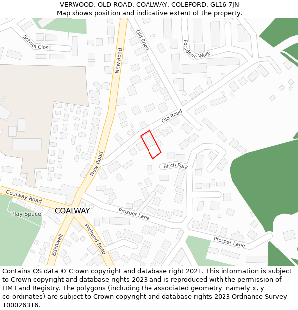 VERWOOD, OLD ROAD, COALWAY, COLEFORD, GL16 7JN: Location map and indicative extent of plot