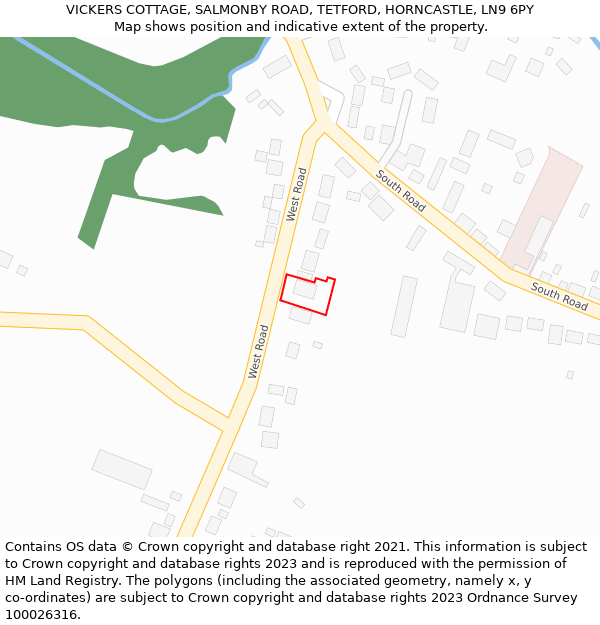 VICKERS COTTAGE, SALMONBY ROAD, TETFORD, HORNCASTLE, LN9 6PY: Location map and indicative extent of plot