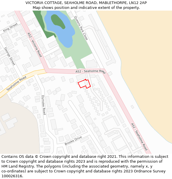 VICTORIA COTTAGE, SEAHOLME ROAD, MABLETHORPE, LN12 2AP: Location map and indicative extent of plot