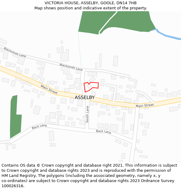 VICTORIA HOUSE, ASSELBY, GOOLE, DN14 7HB: Location map and indicative extent of plot