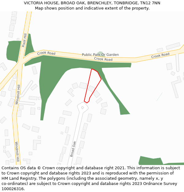 VICTORIA HOUSE, BROAD OAK, BRENCHLEY, TONBRIDGE, TN12 7NN: Location map and indicative extent of plot