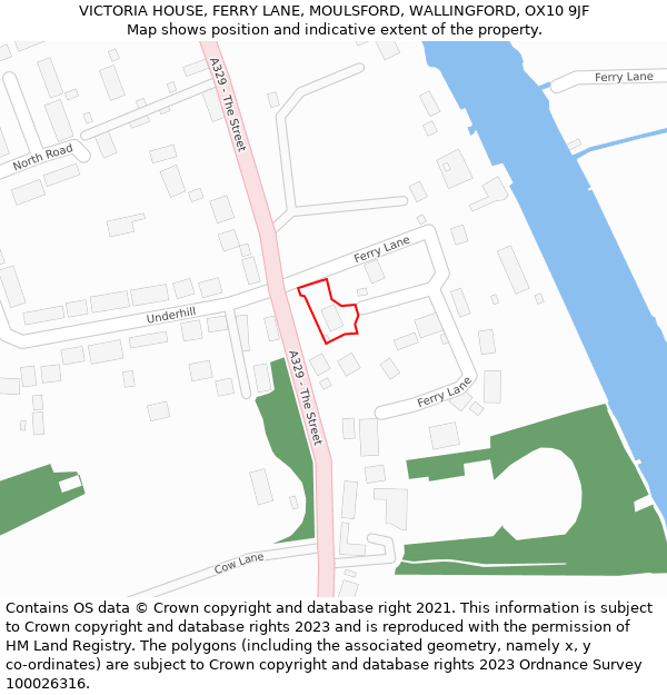 VICTORIA HOUSE, FERRY LANE, MOULSFORD, WALLINGFORD, OX10 9JF: Location map and indicative extent of plot