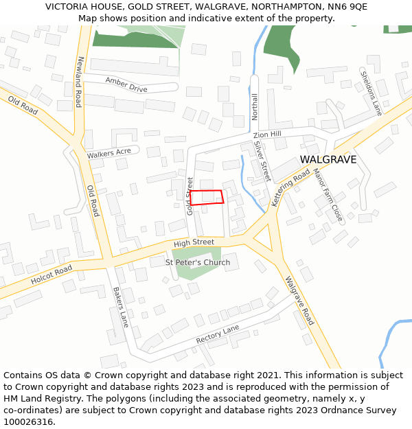 VICTORIA HOUSE, GOLD STREET, WALGRAVE, NORTHAMPTON, NN6 9QE: Location map and indicative extent of plot