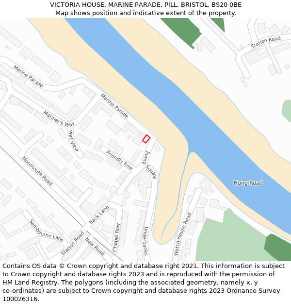 VICTORIA HOUSE, MARINE PARADE, PILL, BRISTOL, BS20 0BE: Location map and indicative extent of plot