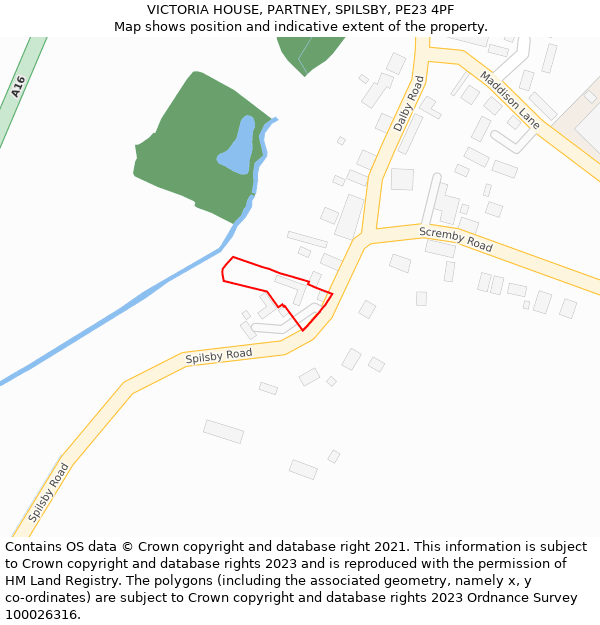 VICTORIA HOUSE, PARTNEY, SPILSBY, PE23 4PF: Location map and indicative extent of plot