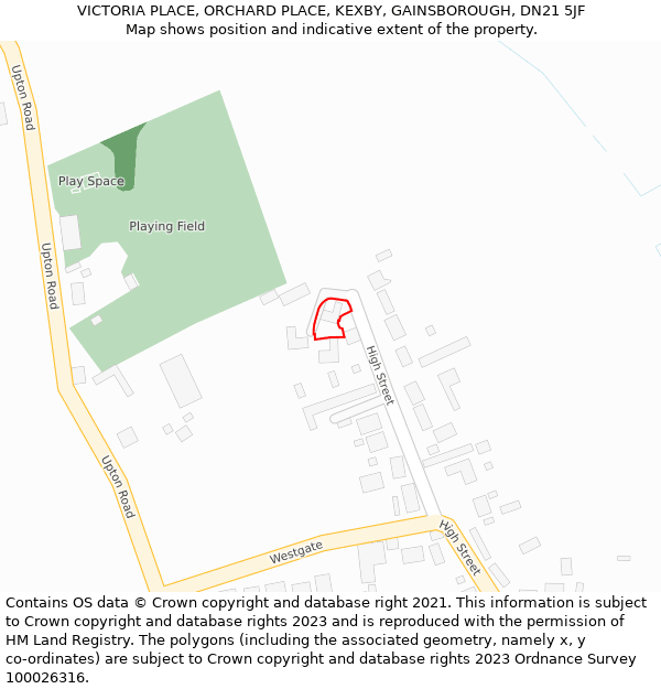 VICTORIA PLACE, ORCHARD PLACE, KEXBY, GAINSBOROUGH, DN21 5JF: Location map and indicative extent of plot