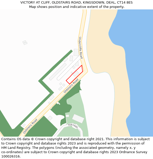 VICTORY AT CLIFF, OLDSTAIRS ROAD, KINGSDOWN, DEAL, CT14 8ES: Location map and indicative extent of plot