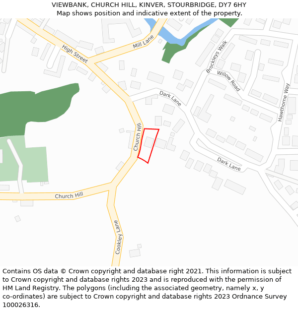 VIEWBANK, CHURCH HILL, KINVER, STOURBRIDGE, DY7 6HY: Location map and indicative extent of plot