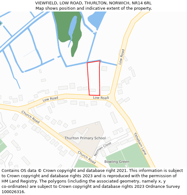 VIEWFIELD, LOW ROAD, THURLTON, NORWICH, NR14 6RL: Location map and indicative extent of plot