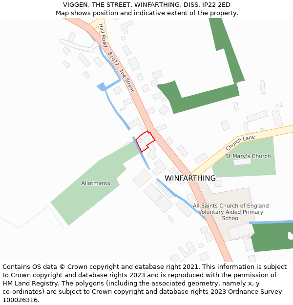 VIGGEN, THE STREET, WINFARTHING, DISS, IP22 2ED: Location map and indicative extent of plot