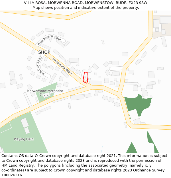 VILLA ROSA, MORWENNA ROAD, MORWENSTOW, BUDE, EX23 9SW: Location map and indicative extent of plot