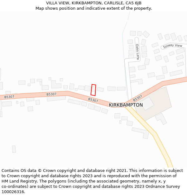 VILLA VIEW, KIRKBAMPTON, CARLISLE, CA5 6JB: Location map and indicative extent of plot