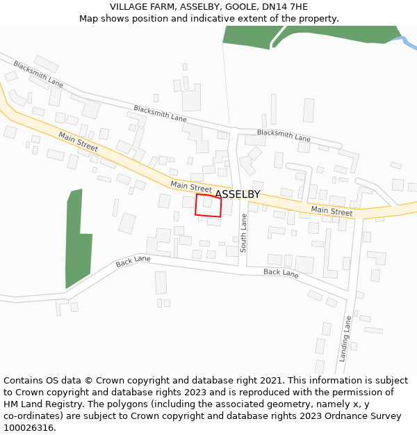 VILLAGE FARM, ASSELBY, GOOLE, DN14 7HE: Location map and indicative extent of plot