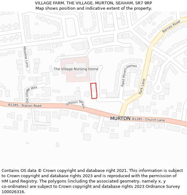 VILLAGE FARM, THE VILLAGE, MURTON, SEAHAM, SR7 9RP: Location map and indicative extent of plot