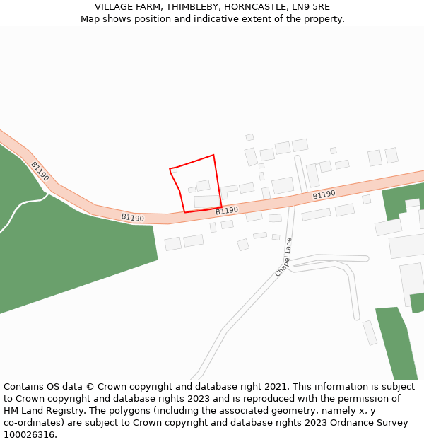 VILLAGE FARM, THIMBLEBY, HORNCASTLE, LN9 5RE: Location map and indicative extent of plot
