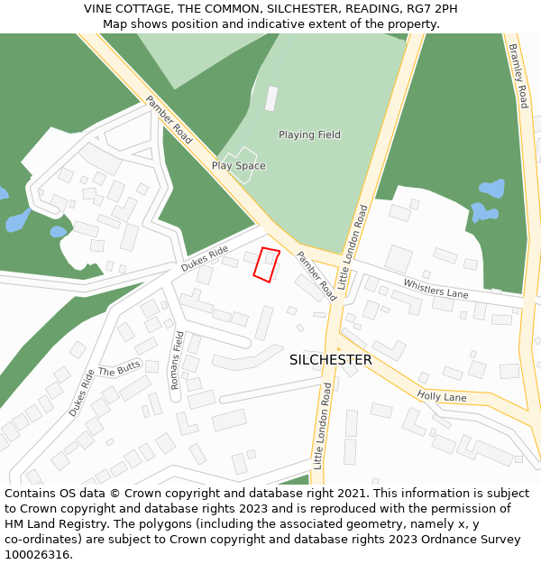 VINE COTTAGE, THE COMMON, SILCHESTER, READING, RG7 2PH: Location map and indicative extent of plot