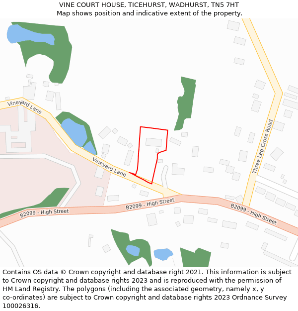 VINE COURT HOUSE, TICEHURST, WADHURST, TN5 7HT: Location map and indicative extent of plot