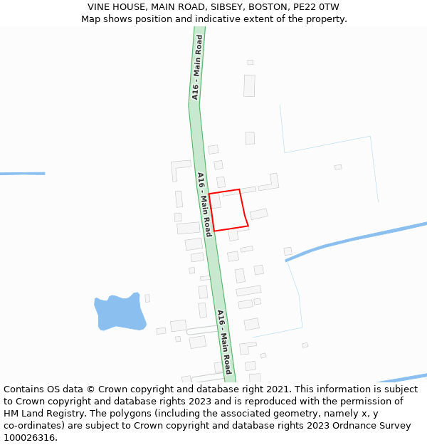 VINE HOUSE, MAIN ROAD, SIBSEY, BOSTON, PE22 0TW: Location map and indicative extent of plot